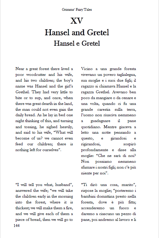 Grimms’ Fairy Tales: English – Italian Dual Language Edition
